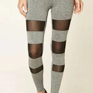 Wholesale women’s grey mesh inserted dance tights