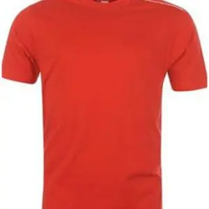 Red with White Shoulder Piping Mens Fitness T Shirt Wholesale