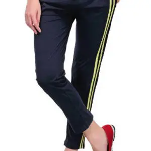 Dark navy blue and yellow women’s track pants