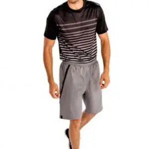 Grey and black striped men’s workout set