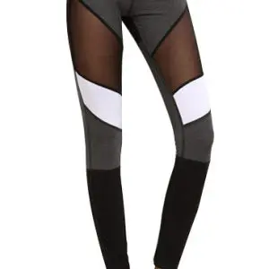 Grey White Black Sheer Panel Gym Tights Wholesale