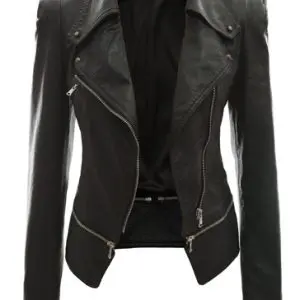 Classy Black Leather Women’s Activewear Jacket