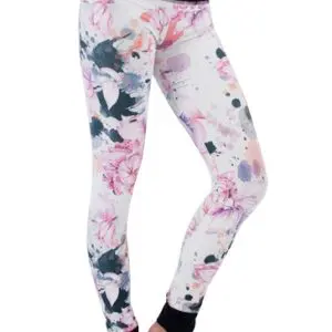 Subtle White Floral Printed Leggings Wholesale